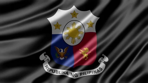 Republic of Philippines emblem animated on dark fabric surface Stock Footage 344323618