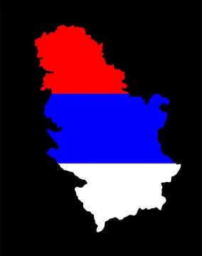 Republic of Serbia map flag vector silhouette illustration isolated on black イラスト素材