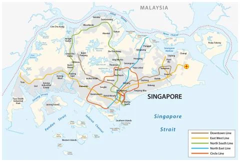 Republic of Singapore vector metro map Stock Illustration