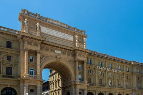 Republic square in Florence Stock Photos