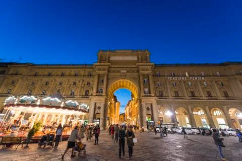 Republic Square in Florence. Stock Photos