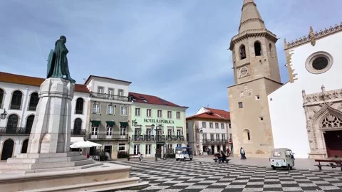 The Republic Square or Praca da Republica in Tomar, Portugal Video stock 276504492