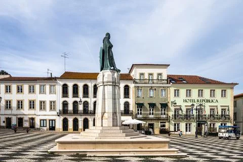 The Republic Square or Praca da Republica main square in Tomar town, Portugal Stock Photos
