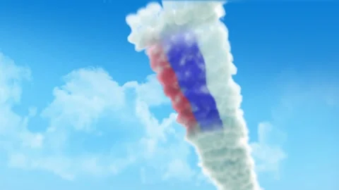 Republic of Srpska Flag 3D Render Animation Created with Colored Smoke Trail 스톡 동영상 332310203