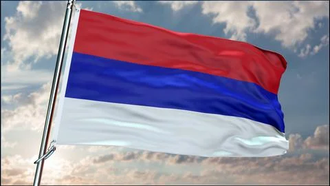 Republic of Srpska flag background realistic waving in the wind 8K Ilustración de archivo