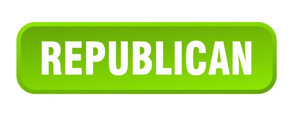 Republican button. republican square 3d push button Illustrazione stock