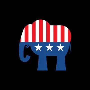 Republican elephant and  US flag. Political Party America Stock Illustration