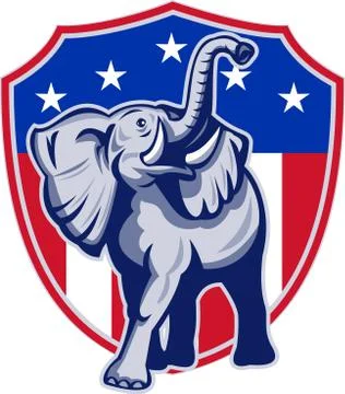 Republican elephant mascot usa flag. Stock Illustration