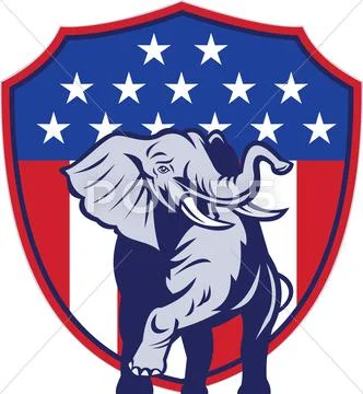 Republican elephant mascot usa flag. Stock Illustration