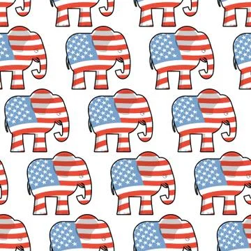 Republican Elephant seamless pattern. Elephant texture. Symbol of a political Stock Illustration