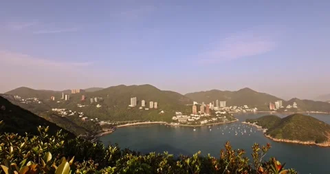 Repulse Bay Coastal Landscape Overlooking Southern Hong Kong District Stock Footage 327690144
