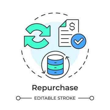 Repurchase flat linear concept icon Stock Illustration