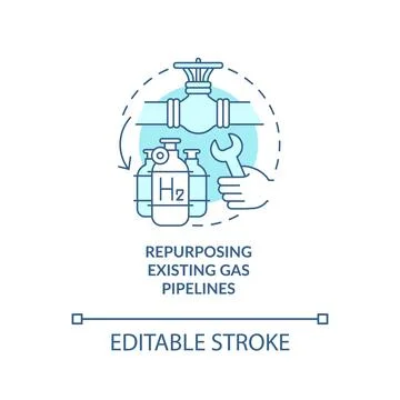 Repurpose existing gas pipelines turquoise concept icon Stock Illustration