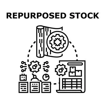Repurposed stock material converting into products Stock-Illustration