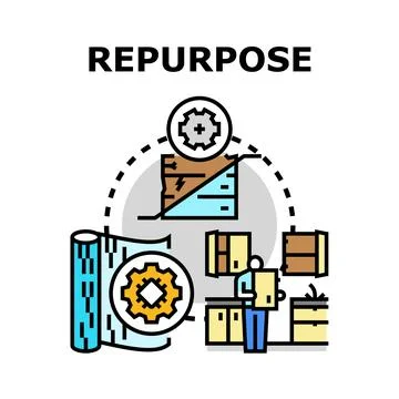 Repurposing materials and items for new use Stock Illustration
