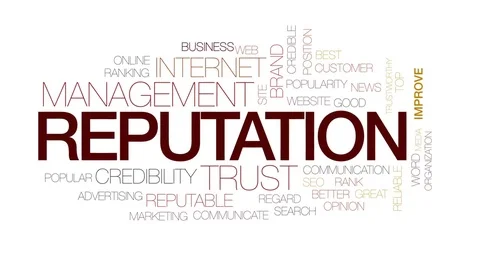 Reputation animated word cloud, text design animation.Kinetic typography. Stock Footage