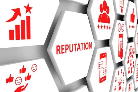 REPUTATION concept cell background 3d illustration Stock Illustration
