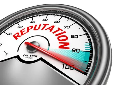 Reputation conceptual meter indicate hundred per cent Stock Illustration