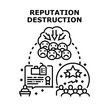 Reputation destruction process causing negative public opinion Stock Illustration