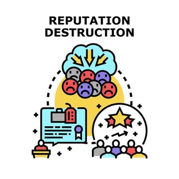 Reputation destruction process causing negative public opinion Stock Illustration
