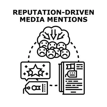Reputation driven media mentions analytics concept Stock Illustration