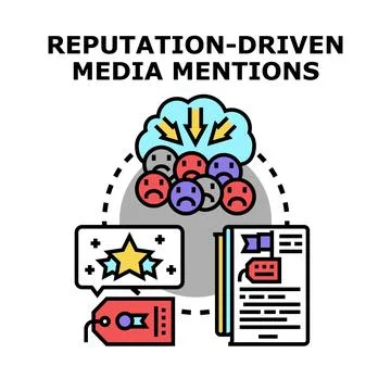 Reputation driven media mentions analytics concept Stock Illustration