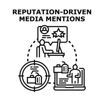 Reputation driven media mentions vector concept Stock Illustration