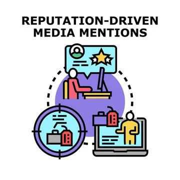 Reputation driven media mentions vector concept Stock Illustration
