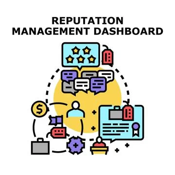 Reputation management dashboard measuring online customer feedback Stock Illustration
