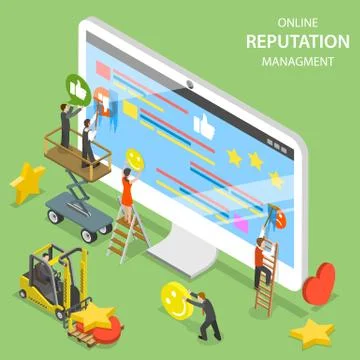 Reputation management flat isometric vector. Stock Illustration