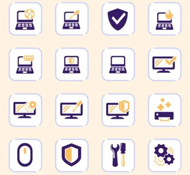 Repyer Diagnostics of computers icons set 스톡 일러스트