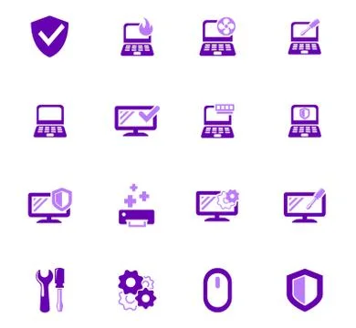 Repyer Diagnostics of computers icons set 스톡 일러스트