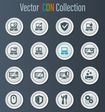 Repyer Diagnostics of computers icons set 스톡 일러스트
