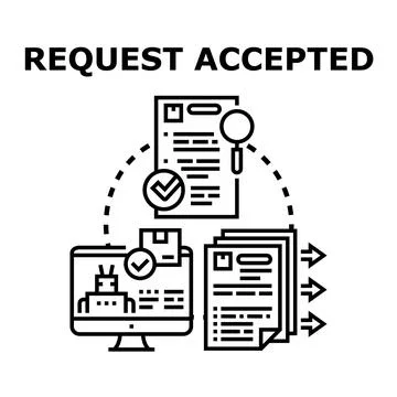 Request accepted concept with document review process 库存插图