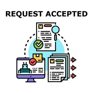 Request accepted concept with document review process Stock Illustration