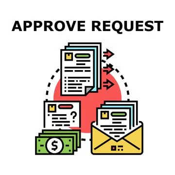 Request approval process with document and cash payment Stock Illustration