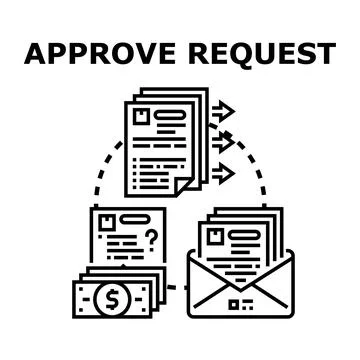 Request approval process with document and cash payment Stock Illustration