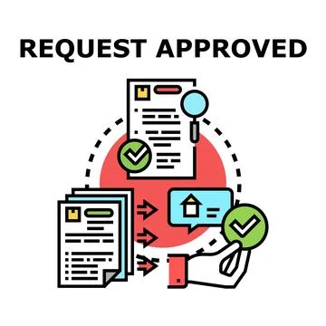 Request approval process with document checking and confirmation Stock Illustration