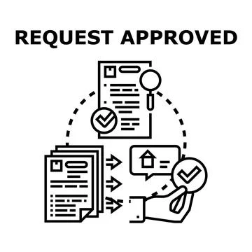 Request approval process with document checking and confirmation Stock Illustration