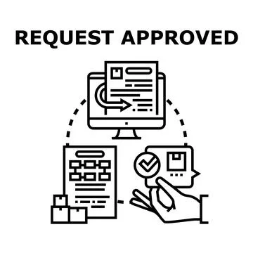Request approved concept with online operation processing Stock Illustration