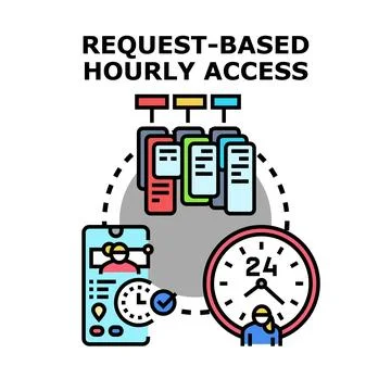 Request based hourly access to services concept Stock Illustration