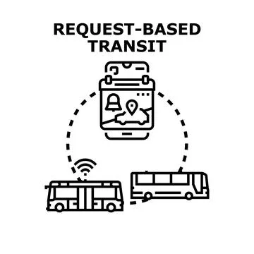 Request based transit demand responsive transportation service concept Иллюстрация