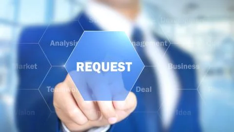 Request, Businessman working on holographic interface, Motion Graphics Stock Photos
