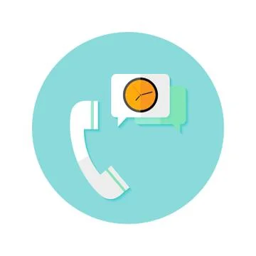 Request Callback with Time Clock Flat Circle Icon Stock Illustration