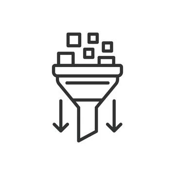 Request filtering, icon in line design. Requests filtering, request management Illustrazione stock