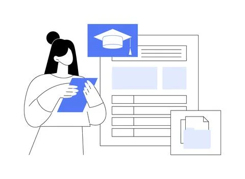 Request high school transcript isolated cartoon vector illustrations. Stock Illustration