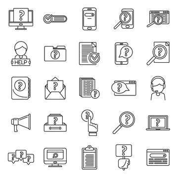 Request icons set outline vector. Friend computer Stock Illustration