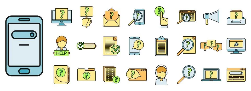 Request icons set vector color Illustrazione stock