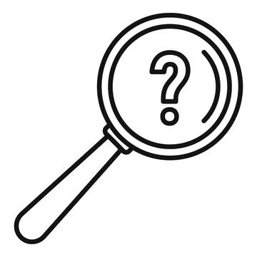 Request magnifier question icon, outline style Illustrazione stock