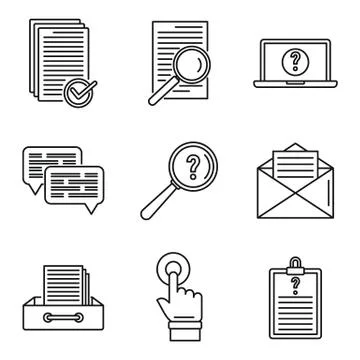 Request online form icons set, outline style Stock Illustration